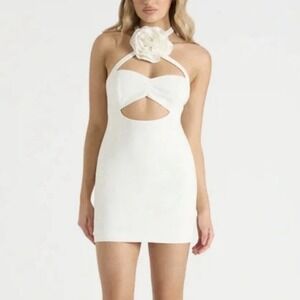 Runaway‎ by Rozalia The Flower Mini Dress in White Size M NWT
